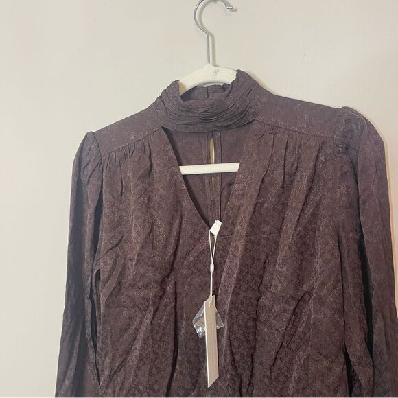 Janelle Mock Neck Cutout Top in Chocolate JONATHAN SIMKHAI STANDARD NWT XS - Picture 3 of 9